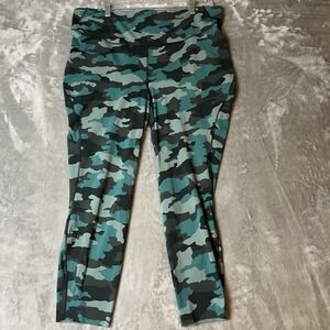 Lululemon Base Pace High Rise Crop 25" Heritage 365 Camo Tidewater Teal 18